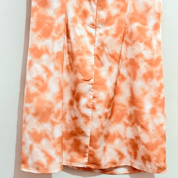 3/$10⚡️Forever21 Orange Tie Dye Asymmetrical Ruched Spaghetti Strap Dress - Picture 11 of 15